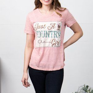 Just A Country Girl Patch on Dusty Pink Tee